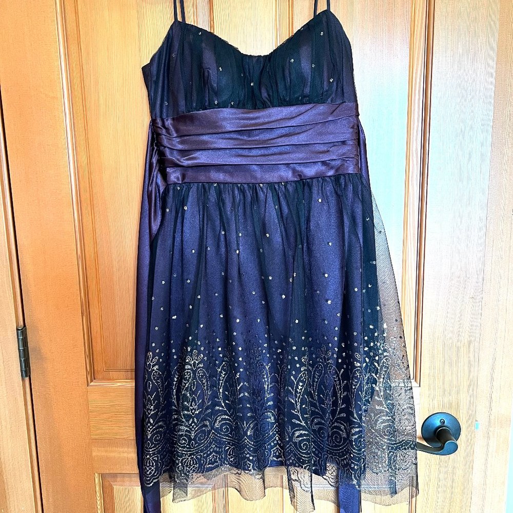 Holiday Party Dress Steppin' Out Deep Purple with Gold Accents